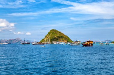 Geleneksel Phinisi yelkenli gemileri, Labuan Bajo, Flores Adası, Endonezya