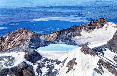 Krater Gölü, Ruapehu Dağı, Kuzey Adası, Yeni Zelanda, Okyanus manzarası