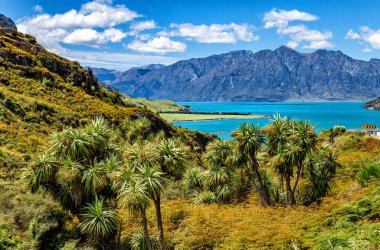 Hawea Gölü ve sıradağları, Otago, Güney Adası, Yeni Zelanda, Okyanusya