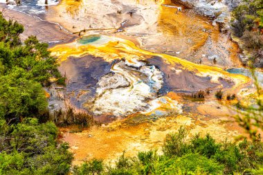 Sanatçı Paleti, Orakei Korako Parkı, Taupo, Kuzey Adası, Yeni Zelanda, Okyanusya