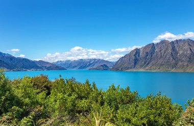 Hawea Gölü ve sıradağları, Otago, Güney Adası, Yeni Zelanda, Okyanusya