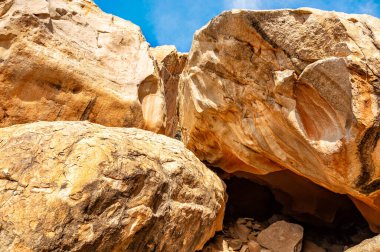 Barranco del Rodeo 'daki Rocky manzarası, Fuerteventura, Kanarya Adaları, İspanya, Avrupa. 