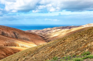 Dağ manzarası, Fuerteventura Adası, Kanarya Adaları, İspanya, Avrupa. 