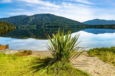 Paringa Gölü, Güney Adası, Yeni Zelanda, Okyanus.