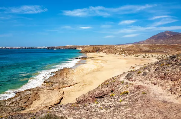 Plaj Playa del Pozo, Lanzarote Adası, Kanarya Adaları, İspanya, Avrupa.