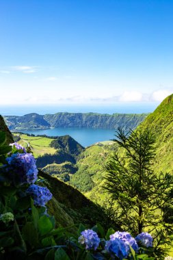 Lagoa Azul Gölü, Lagoa das Sete Cidades, Sao Miguel Adası, Azores, Portekiz, Avrupa