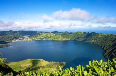 Lagoa Gölü Azul, Sete Cidades, Sao Miguel Adası, Azores, Portekiz, Avrupa