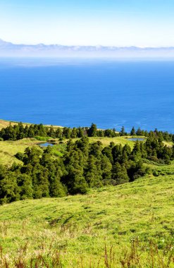 İki göllü manzara, Sao Miguel Adası, Azores, Portekiz, Avrupa
