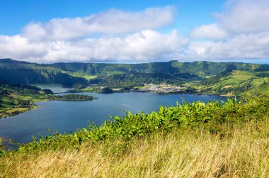 Lagoa Gölü Azul, Sete Cidades, Sao Miguel Adası, Azores, Portekiz, Avrupa