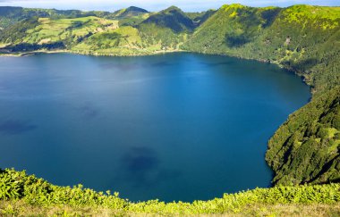 Lagoa Gölü Azul, Sete Cidades, Sao Miguel Adası, Azores, Portekiz, Avrupa