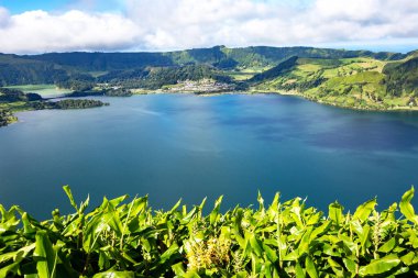 Lagoa Gölü Azul, Sete Cidades, Sao Miguel Adası, Azores, Portekiz, Avrupa