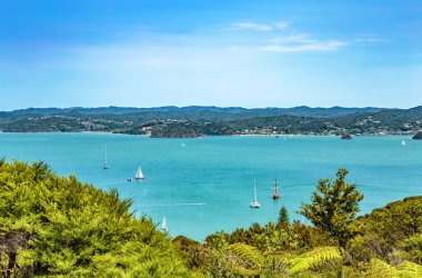 Paihia Sahili, Kuzey Adası, Yeni Zelanda, Okyanus. 