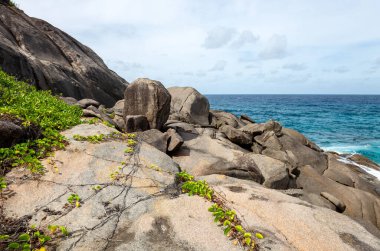 Granit kayalar, Capucins Sahili, Mahe Adası, Seyşeller