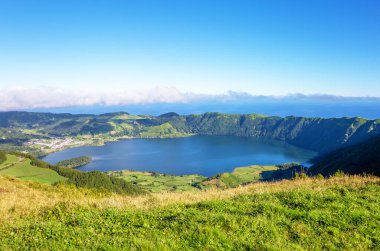 Lagoa Gölü Azul, Sete Cidades, Sao Miguel Adası, Azores, Portekiz, Avrupa