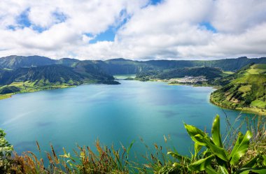 Lagoa Gölü Azul, Sete Cidades, Sao Miguel Adası, Azores, Portekiz, Avrupa