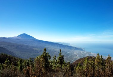 Volkan Teide ve Puerto de la Cruz Town, Tenerife Adası, Kanarya Adaları, İspanya, Avrupa