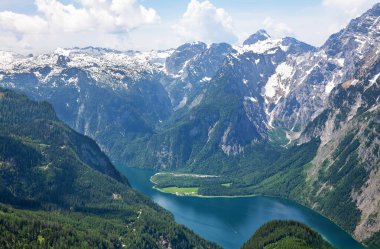 King 's Lake, Koenigssee, Watzmann Doğu Duvarı, Berchtesgaden, Bavyera, Almanya, Avrupa