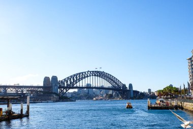 Darling Harbor, Harbour Köprüsü ve Sidney, New South Wales, Avustralya 'daki çevresi. 