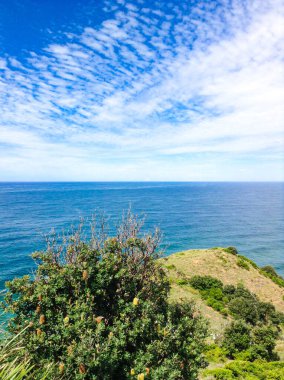 Byron Körfezi 'ndeki deniz feneri, deniz, okyanus ve plaj, Yeni Güney Galler, Avustralya 