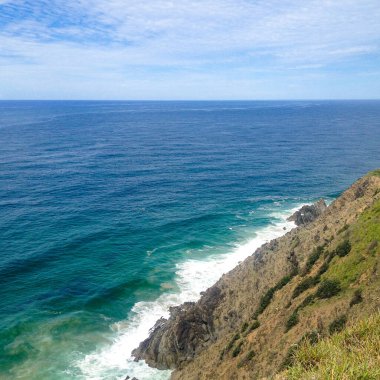 Byron Körfezi 'ndeki deniz feneri, deniz, okyanus ve plaj, Yeni Güney Galler, Avustralya 