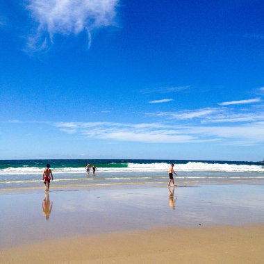 Byron Körfezi 'ndeki deniz feneri, deniz, okyanus ve plaj, Yeni Güney Galler, Avustralya 