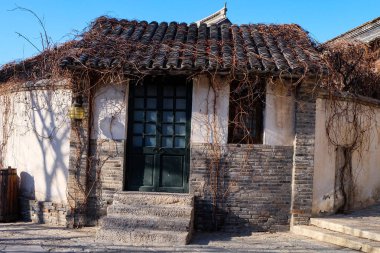 Çin 'in eski kenti, Gubei Su Kenti, Bijing, Çin' de binalar ve mimari. 