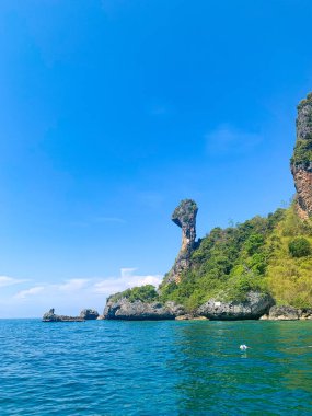  Dört ada turu ve Koh Gai 'ye, Koh Poda' ya, Tayland 'ın Krabi eyaletindeki Railey plajına güzel bir tropikal güneşli günde yerel uzun kuyruklu tekneyle yolculuk. 