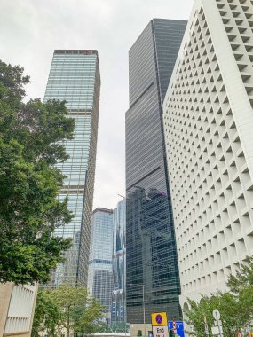 Hong Kong şehir merkezi çevresindeki binalar, gökdelenler ve mimari 