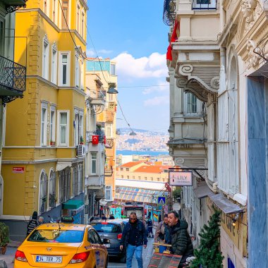 İstanbul, Türkiye 'de Karaköy ve Beyoğlu çevresindeki bina ve mimari 