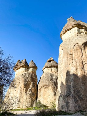 Goreme, Kapadokya, Türkiye 'deki Z12 ve Pasabaglar Arkeoloji Alanındaki Peri bacaları 