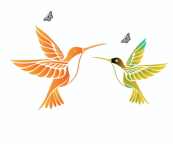 Farklı şekil ve renklerde kuşların renkli çizimi