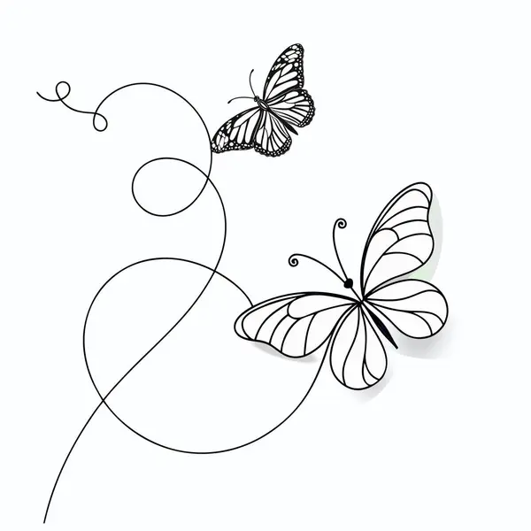 Kelebek ve çizgilerle soyut bir arkaplan. vektör illüstrasyonu