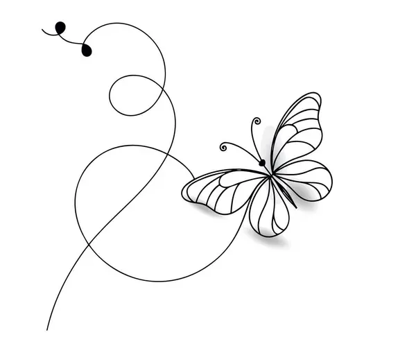 Kelebek ve kelebek. siyah ve beyaz çizim