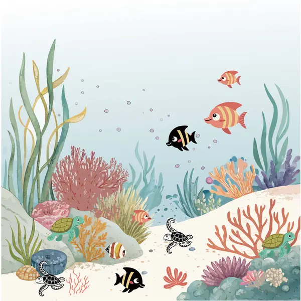 Mercan resifli karikatür sahnesi