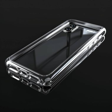 Transparent Smartphone Case Displayed Against a Minimalistic Black Background clipart