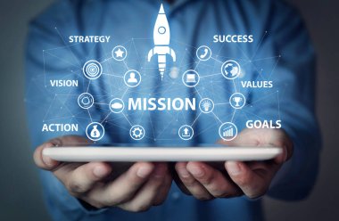 Bir ağ ve iş simgesine sahip misyon kavramı.