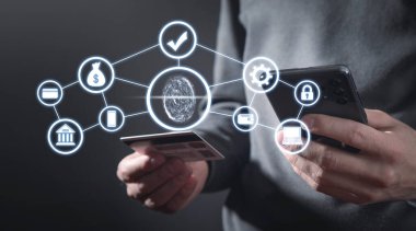 Parmak izini tara. İnternet bankacılığı. Erişim güvenliği