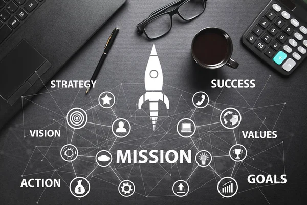 Concept Mission Network Business Symbols — Stock Photo, Image