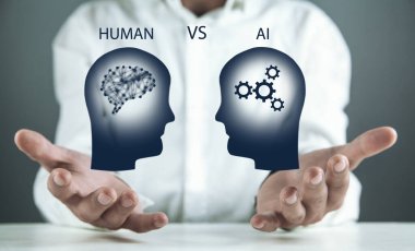 İnsan başlı VS Ai. İnsan zekası yapay zekaya karşı.
