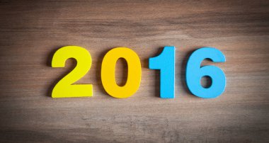 - Mutlu yıllar. 2016 Tahta arka planda