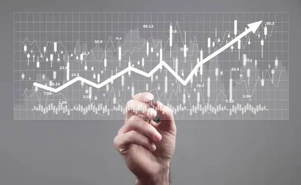 Gráfico Estatísticas Mercado Ações Análise Negociação Forex — Fotografia de Stock