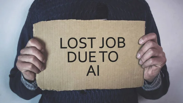 Homeless man with a message Lost Job Due To Artificial Intelligence.