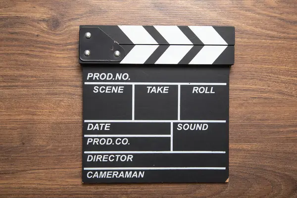 Movie Clapper Wooden Background — Stock Photo, Image