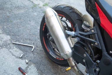 Motosiklet egzozu. Spor. Hobi