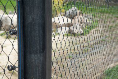 Açık arkaplanda zincirli tel örgü.