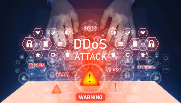 DDoS Saldırı konsepti. Siber suçlar. Teknoloji. İnternet