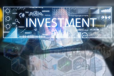 Grafik ve çizelge içeren yatırım kavramı. İş için. Finans
