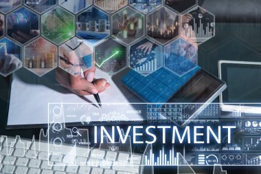 Grafik ve çizelge içeren yatırım kavramı. İş için. Finans