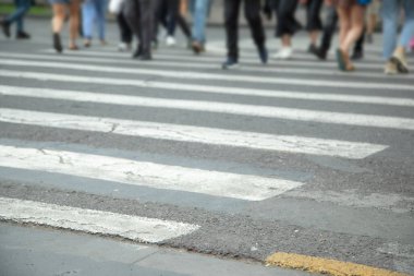 İnsanlar yoldan Zebra 'yı geçiyor..