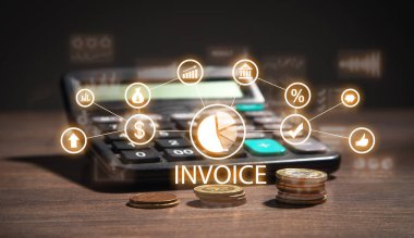 Fatura ve çevrimiçi dijital açıklamalar. İş konsepti